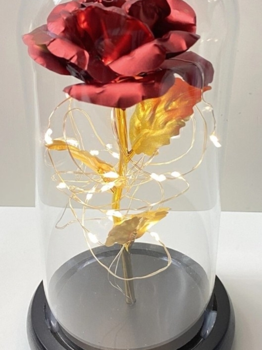 Red and Gold Decorative LED Rose Dome